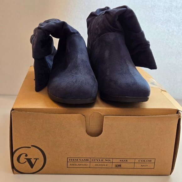 Women's Navy Suede Boots - Picture 13 of 13